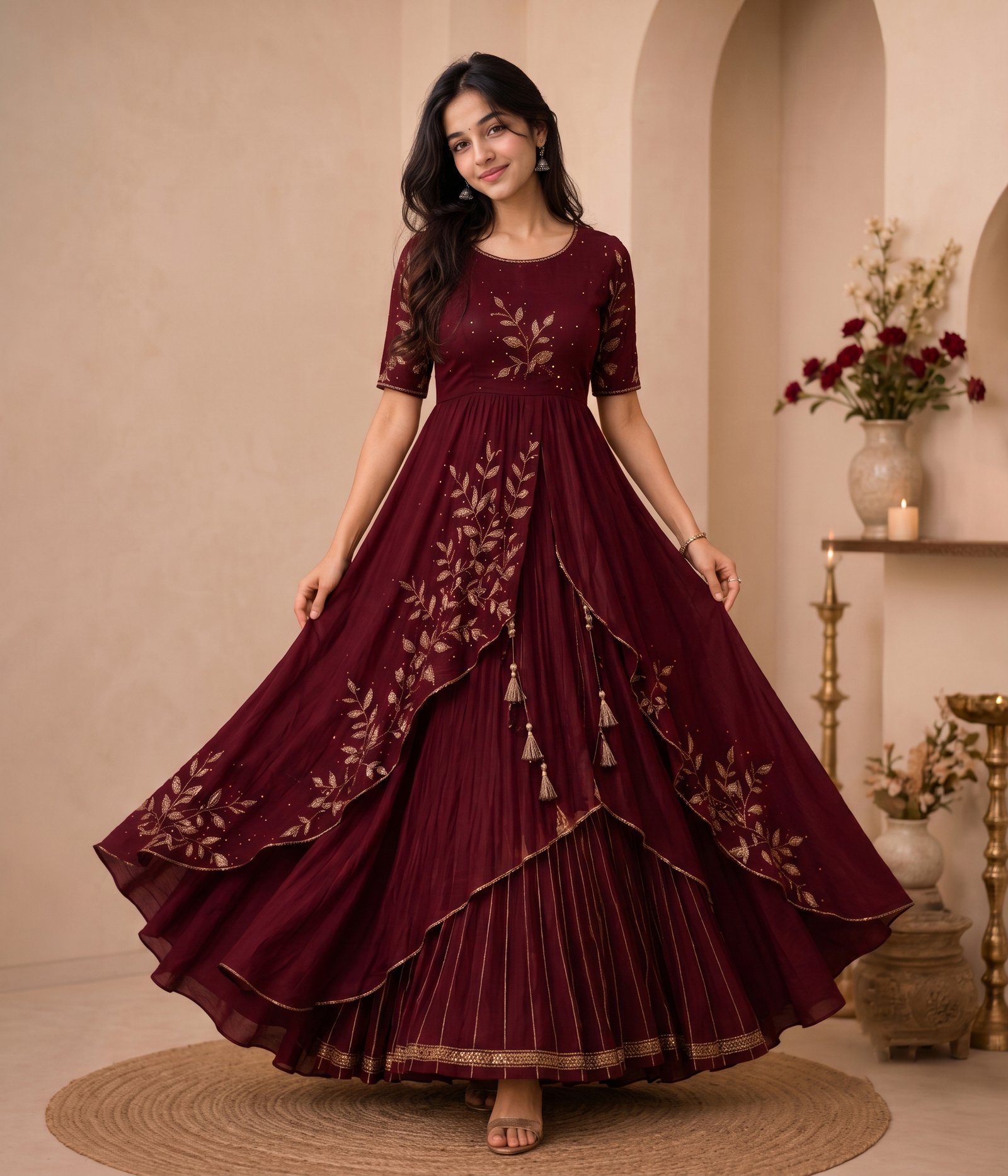 Maroon Anarkali