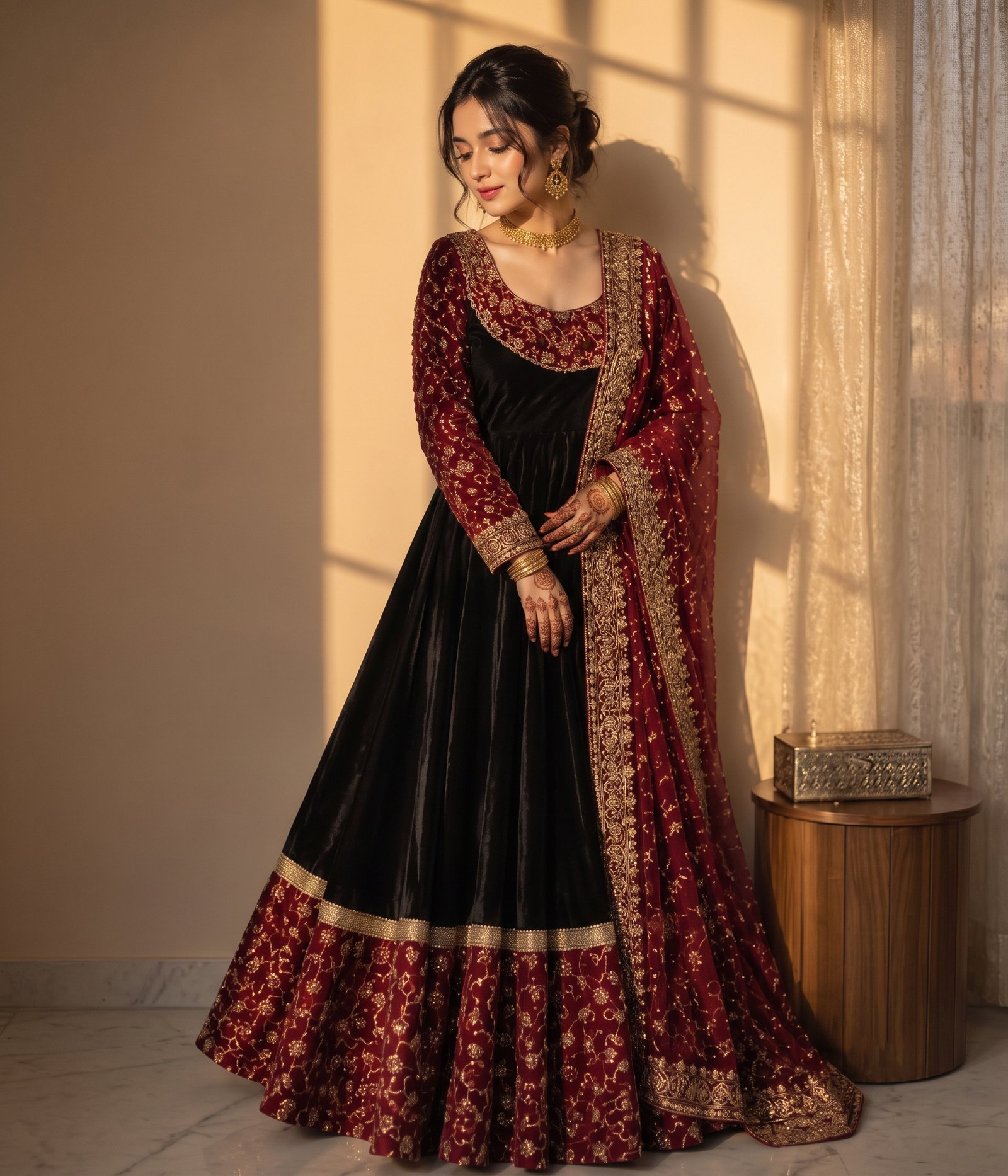 Black & Maroon Anarkali