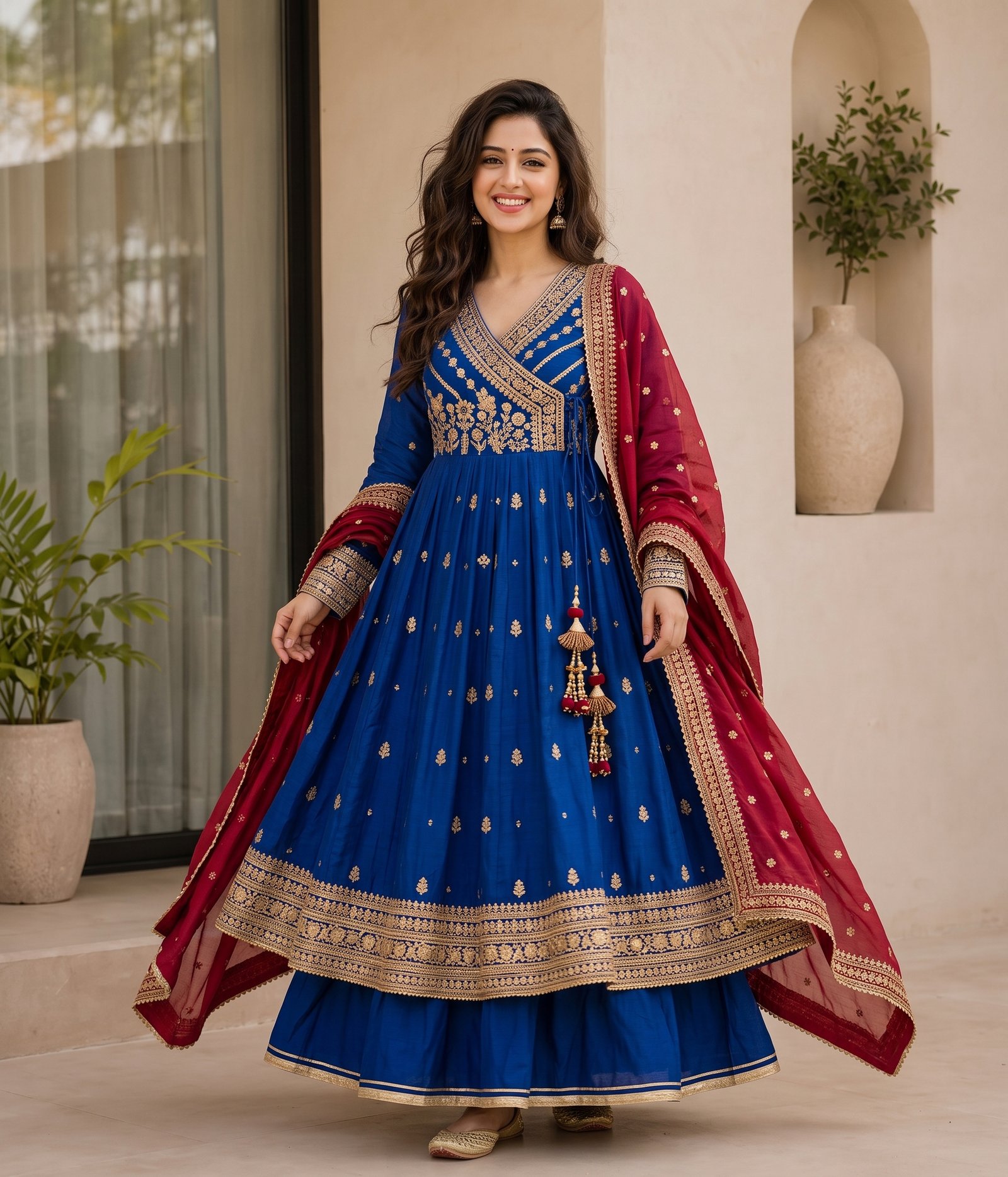 Blue & Maroon Anarkali