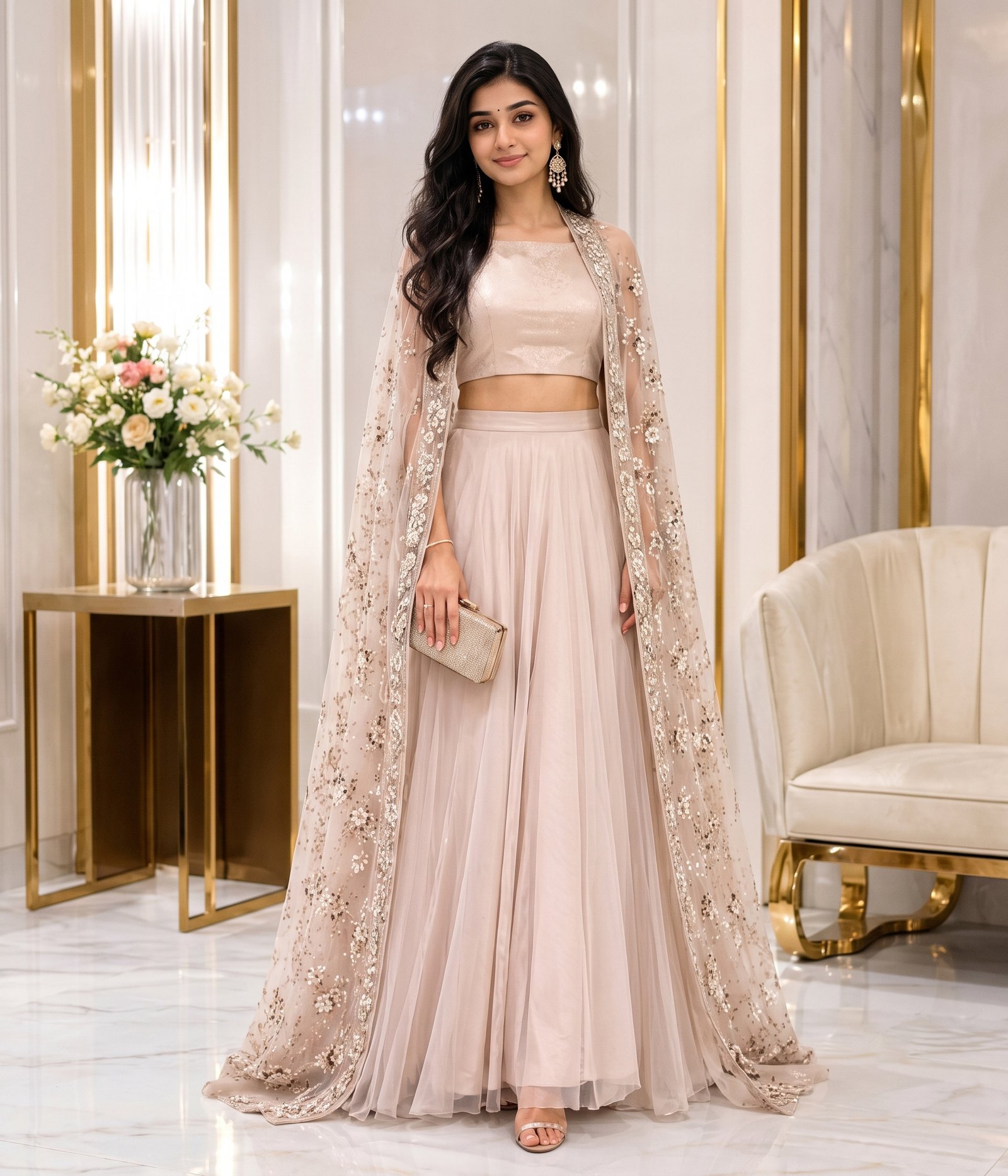 Light Peach Lehenga Set