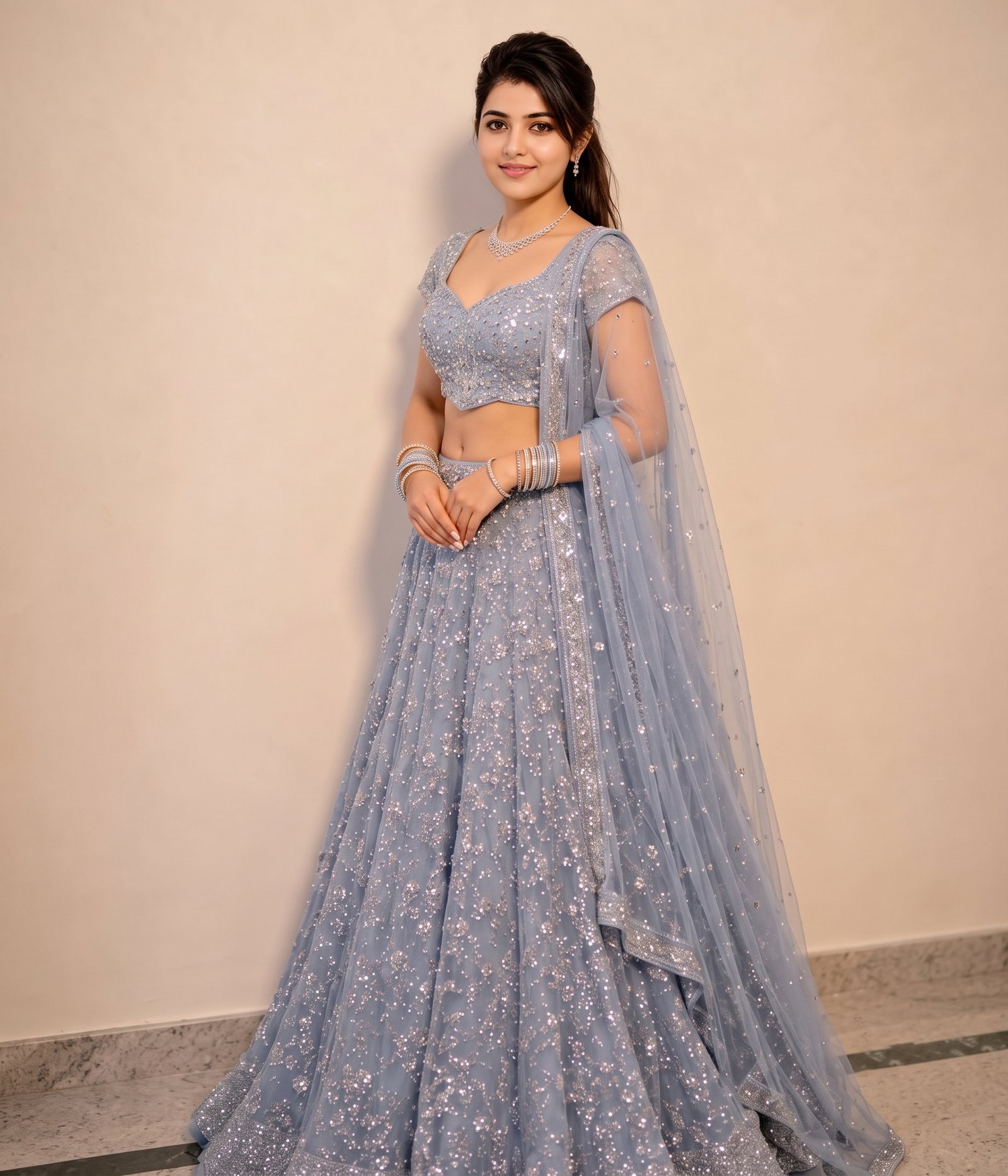 Light Slate Gray Lehenga