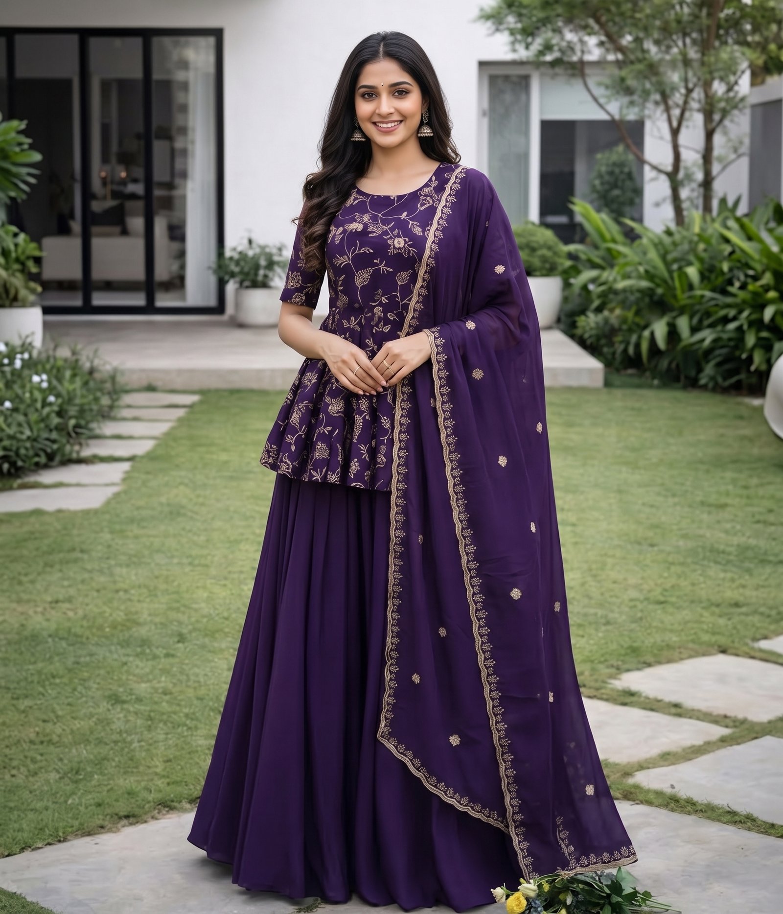 Dark Violet Lehenga