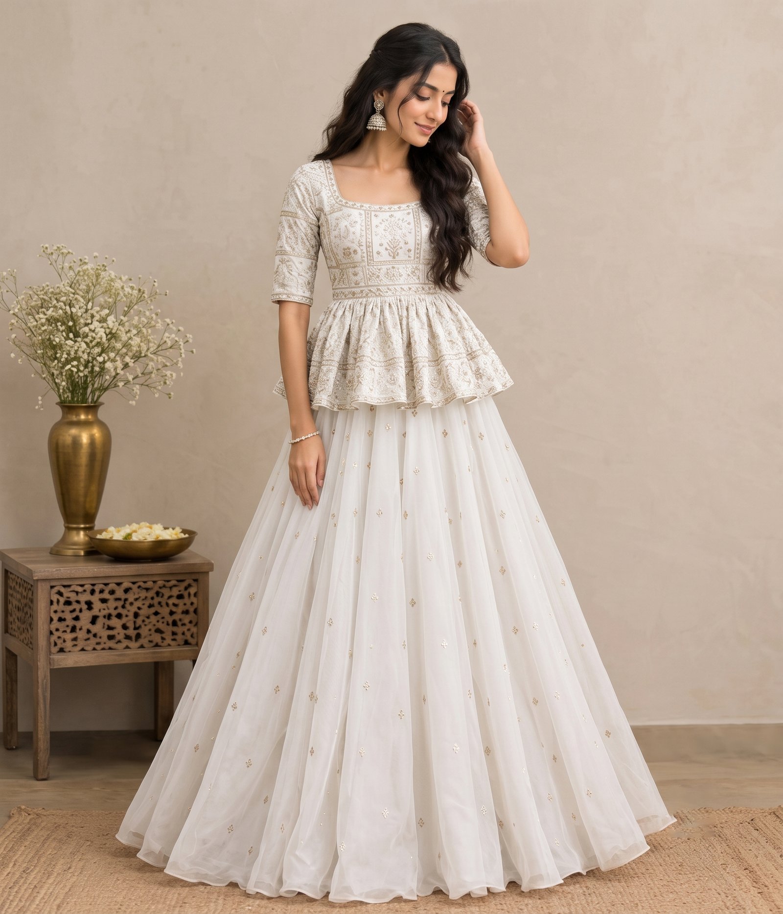 White Lehenga